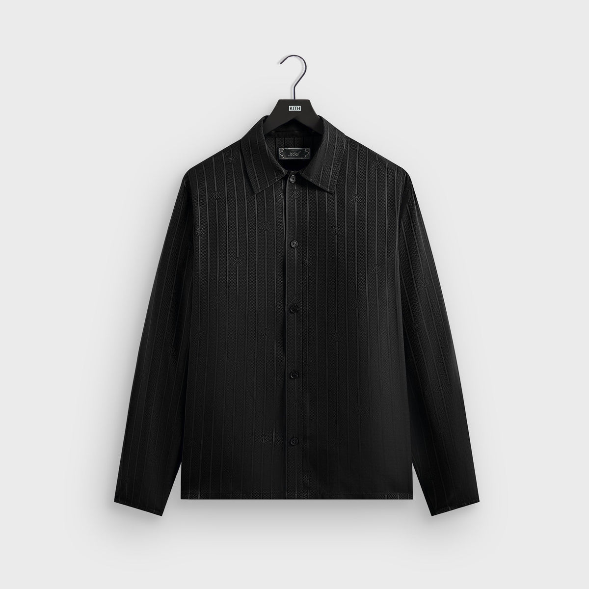 Kith Crest Logo Boxy Collared Overshirt - Black | Kith
