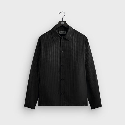 Kith Crest Logo Boxy Collared Overshirt - Black | Kith