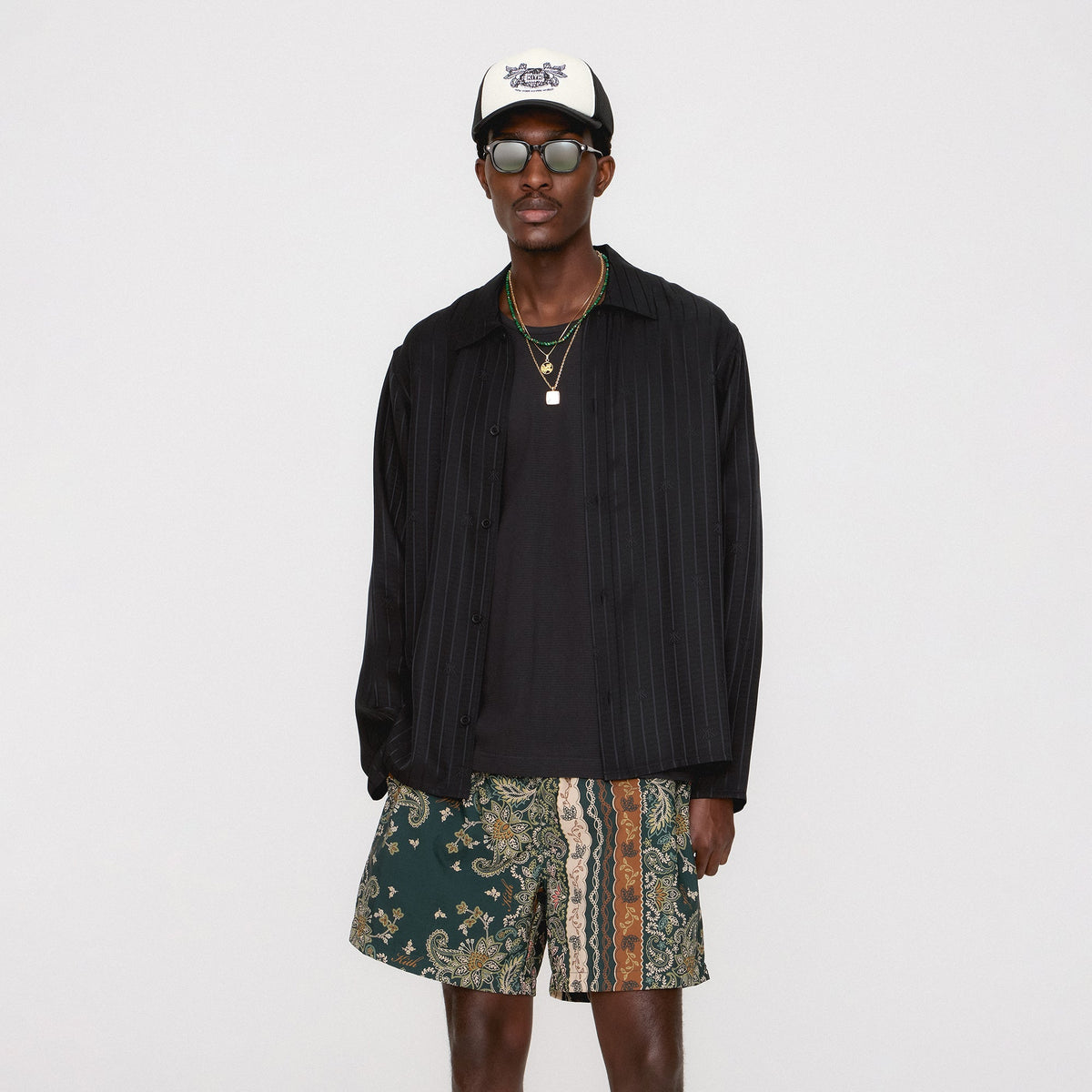 Kith Crest Logo Boxy Collared Overshirt - Black | Kith