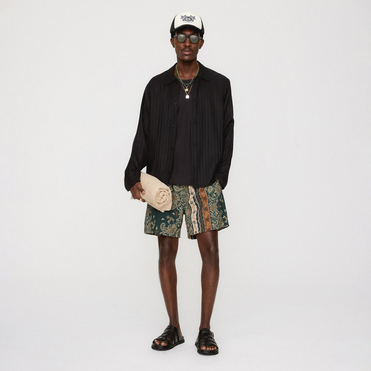 Kith Crest Logo Boxy Collared Overshirt - Black | Kith