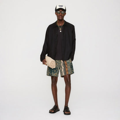 Kith Crest Logo Boxy Collared Overshirt - Black | Kith