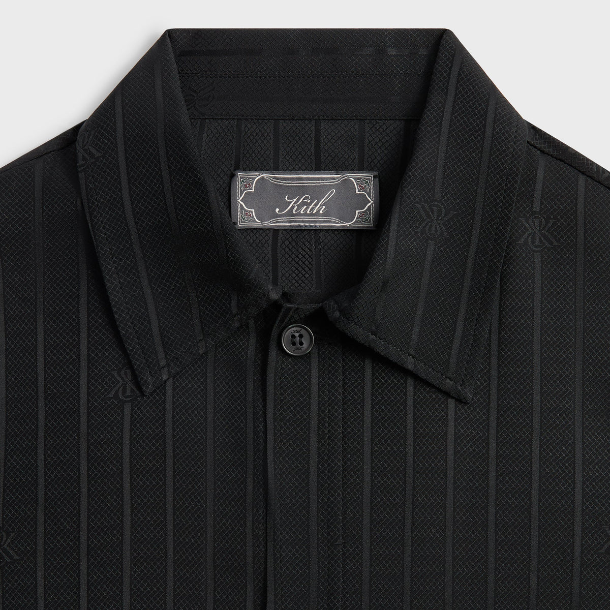 Kith Crest Logo Boxy Collared Overshirt - Black | Kith
