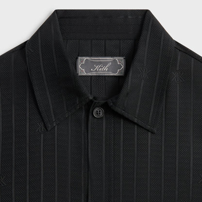 Kith Crest Logo Boxy Collared Overshirt - Black | Kith