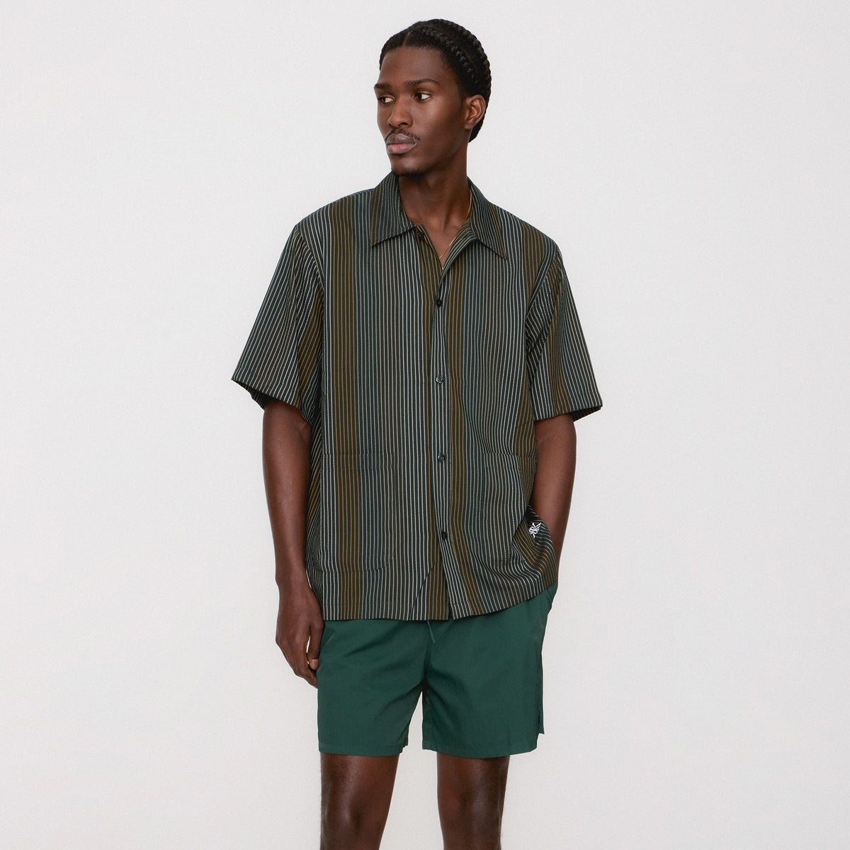 Kith Seersucker Boxy Collared Overshirt - Stadium | Kith