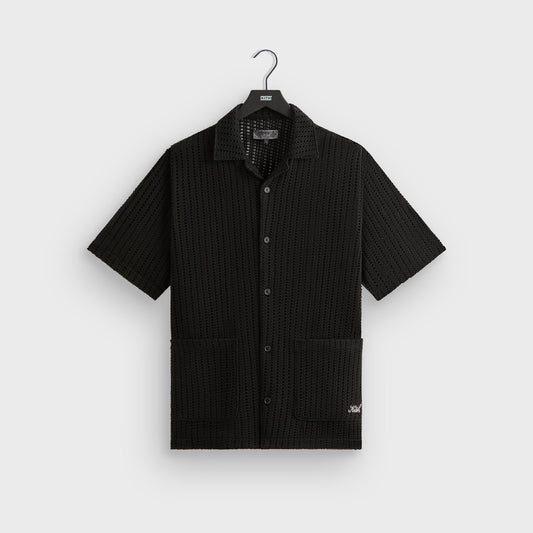 Kith Cotton Mesh Thompson Camp Collar Shirt - Black | Kith
