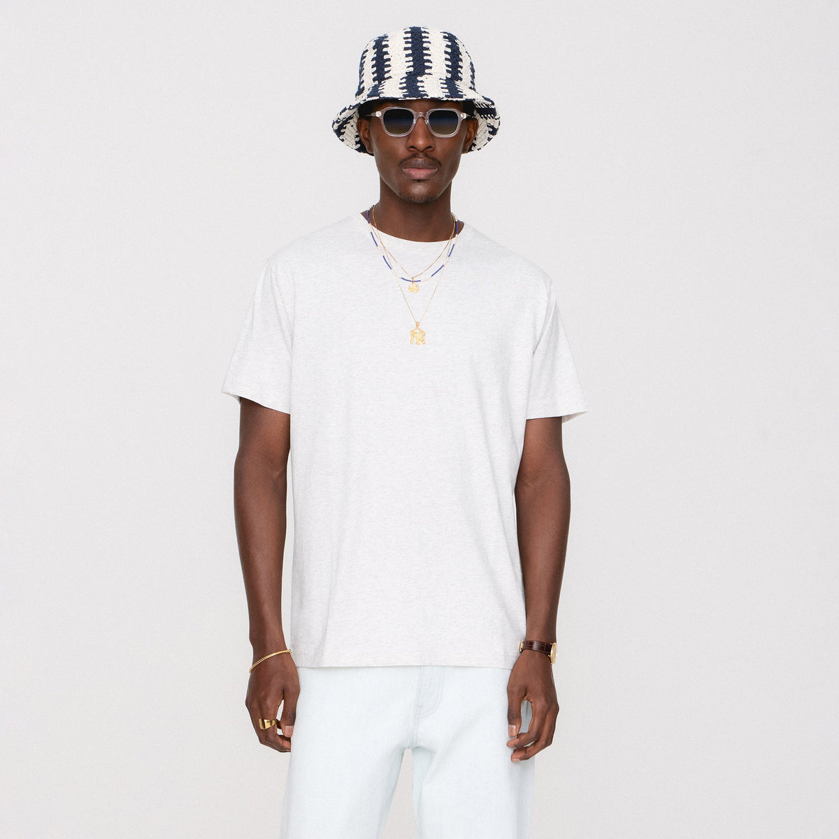 &Kin Pima Jersey Short Sleeve Heathrow Tee - Light Heather Grey | Kith
