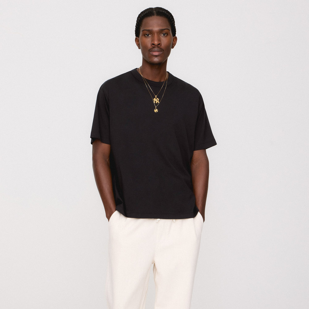 &Kin Pima Jersey Alex Boxy Tee - Black | Kith