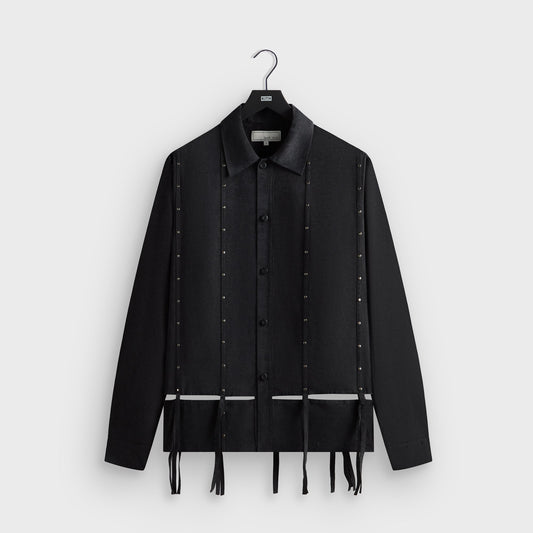 &Kin Ribbon Long Sleeve Boxy Collared Overshirt - Black | Kith