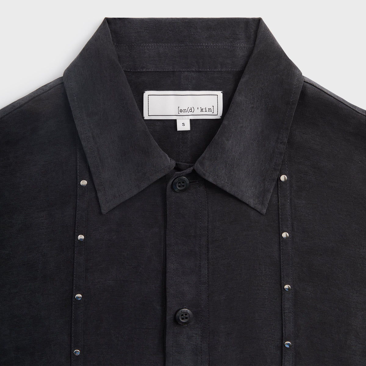 &Kin Ribbon Long Sleeve Boxy Collared Overshirt - Black | Kith