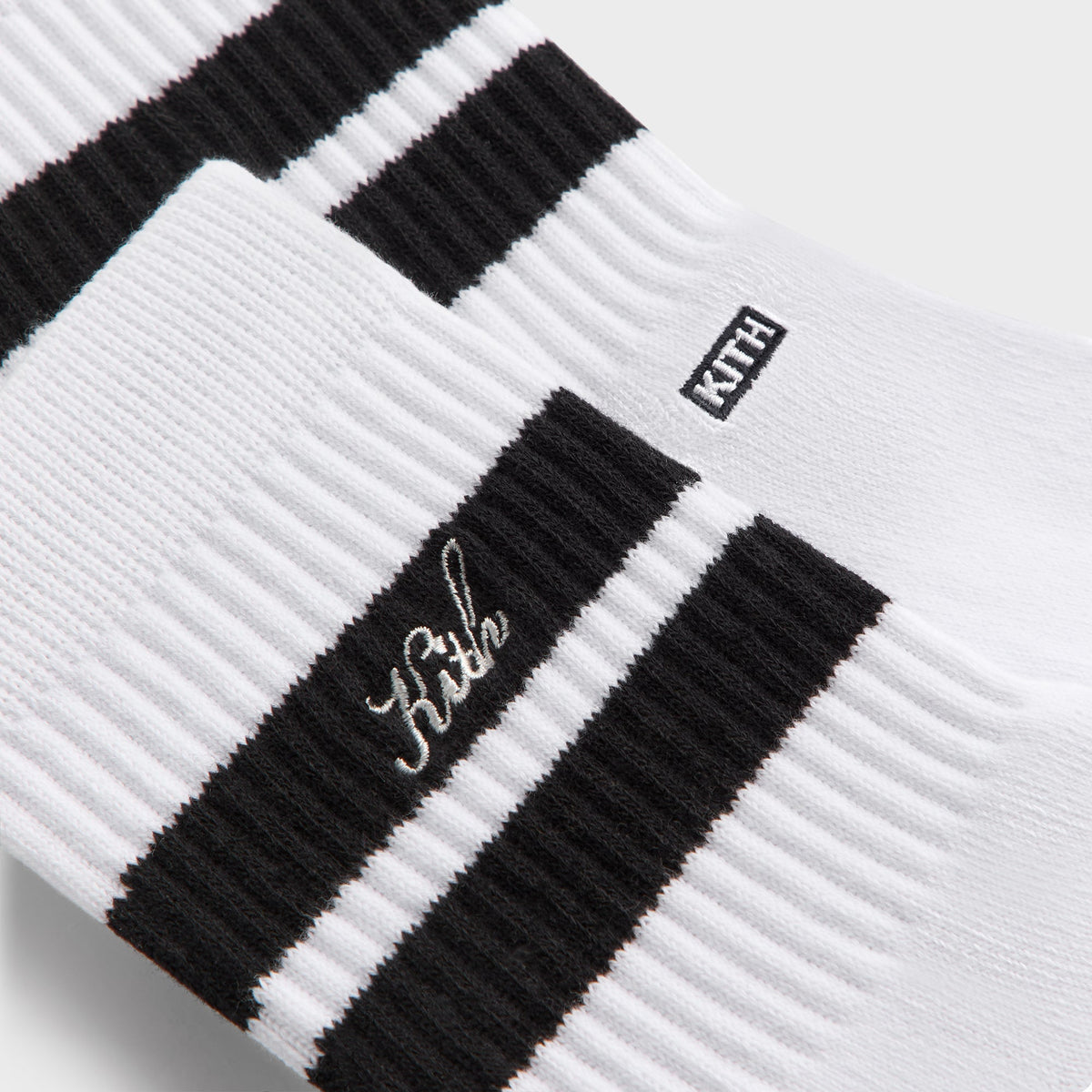 Kith 3-Pack Striped Mid Crew Socks - White | Kith