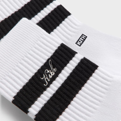 Kith 3-Pack Striped Mid Crew Socks - White | Kith
