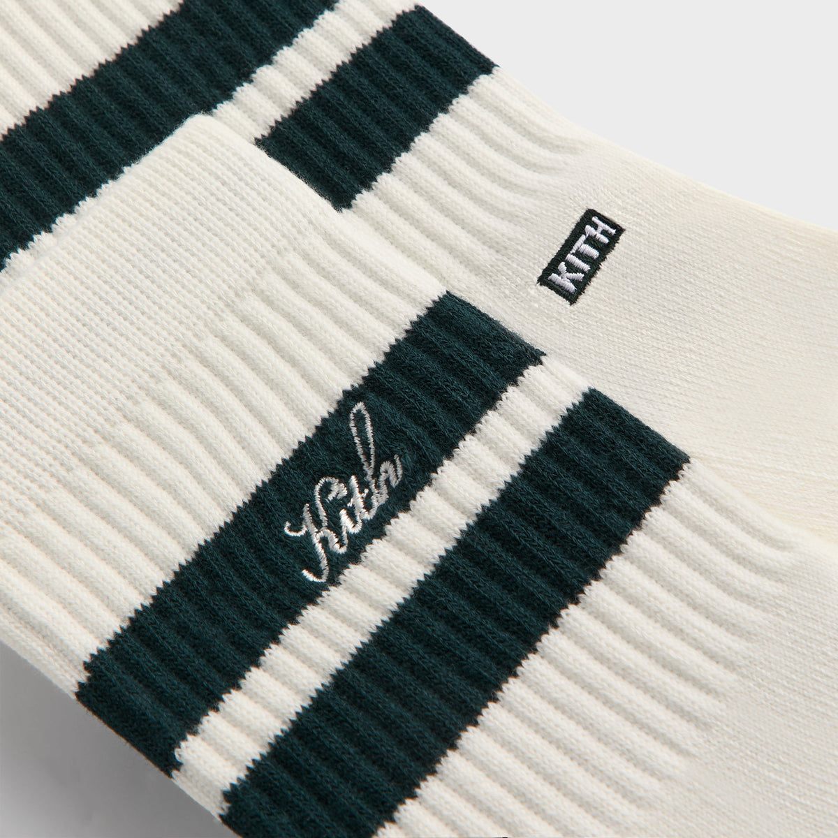 Kith 3-Pack Striped Mid Crew Socks - White | Kith