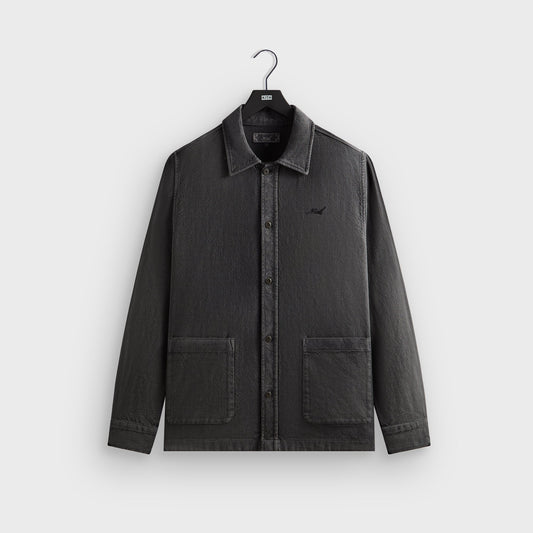 Kith Soft Woven Long Sleeve Boxy Collared Overshirt - Carbon | Kith