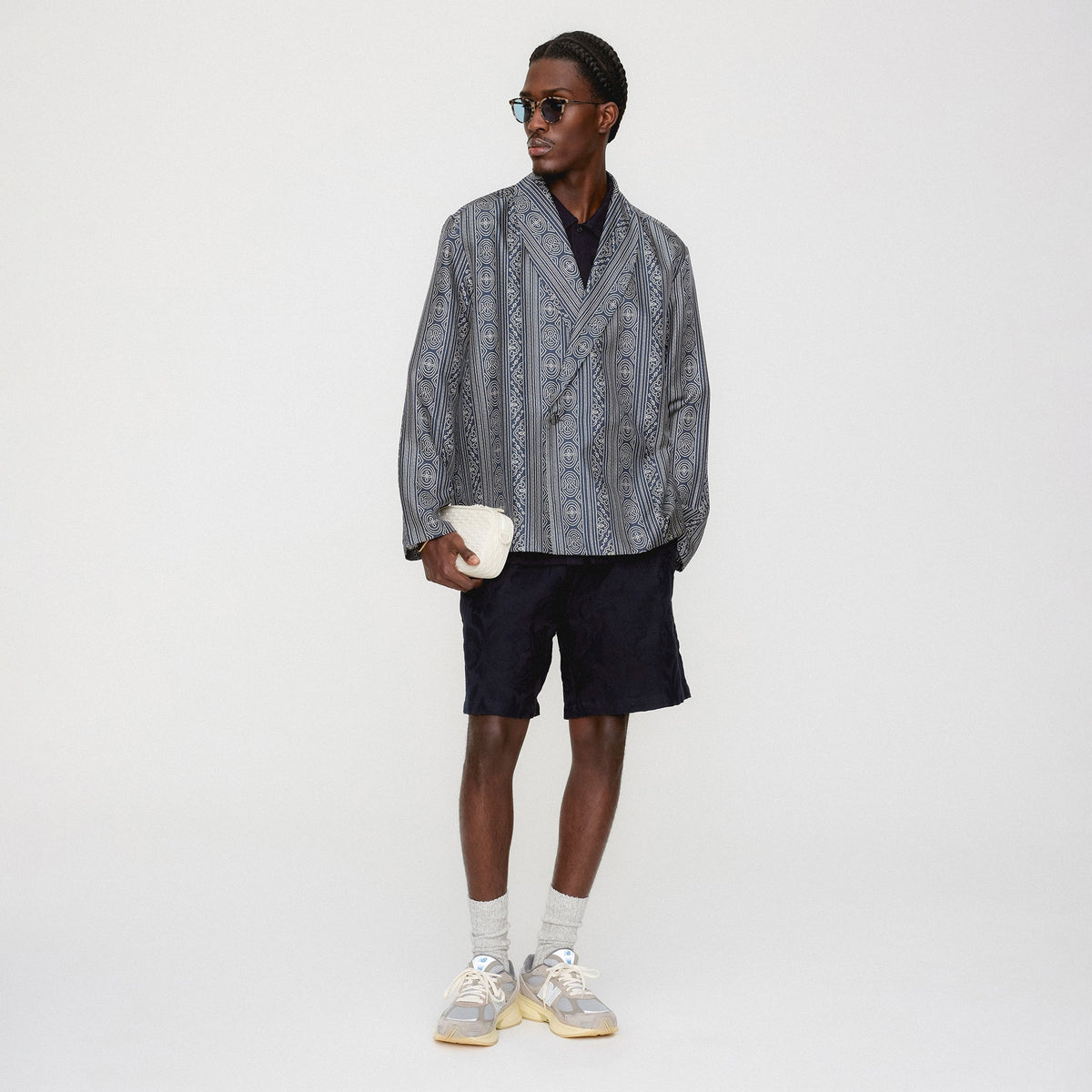 &Kin Batik Stripe Long Sleeve Thompson Crossover Shirt - Nocturnal | Kith