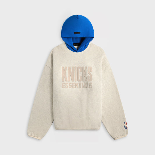 Essentials Pull Over Hoodie Knicks Core Fleece - Light Heather / Blue | Kith