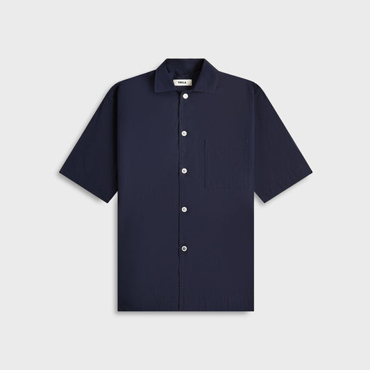 Tekla Poplin Pyjamas Short Sleeve Shirt - True Navy | Kith