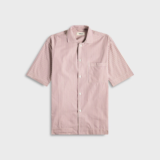 Tekla Poplin Short Sleeve Pyjamas Shirt - Skipper Stripes | Kith