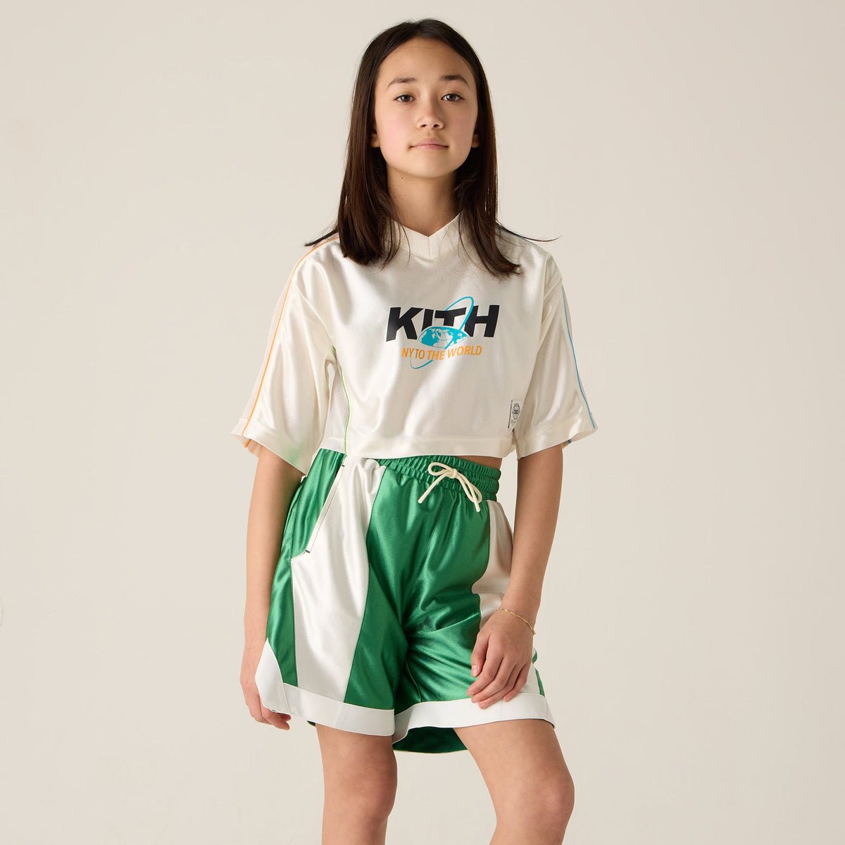 Kith Kids NY to the World Faille Curtis Short - Parrot | Kith