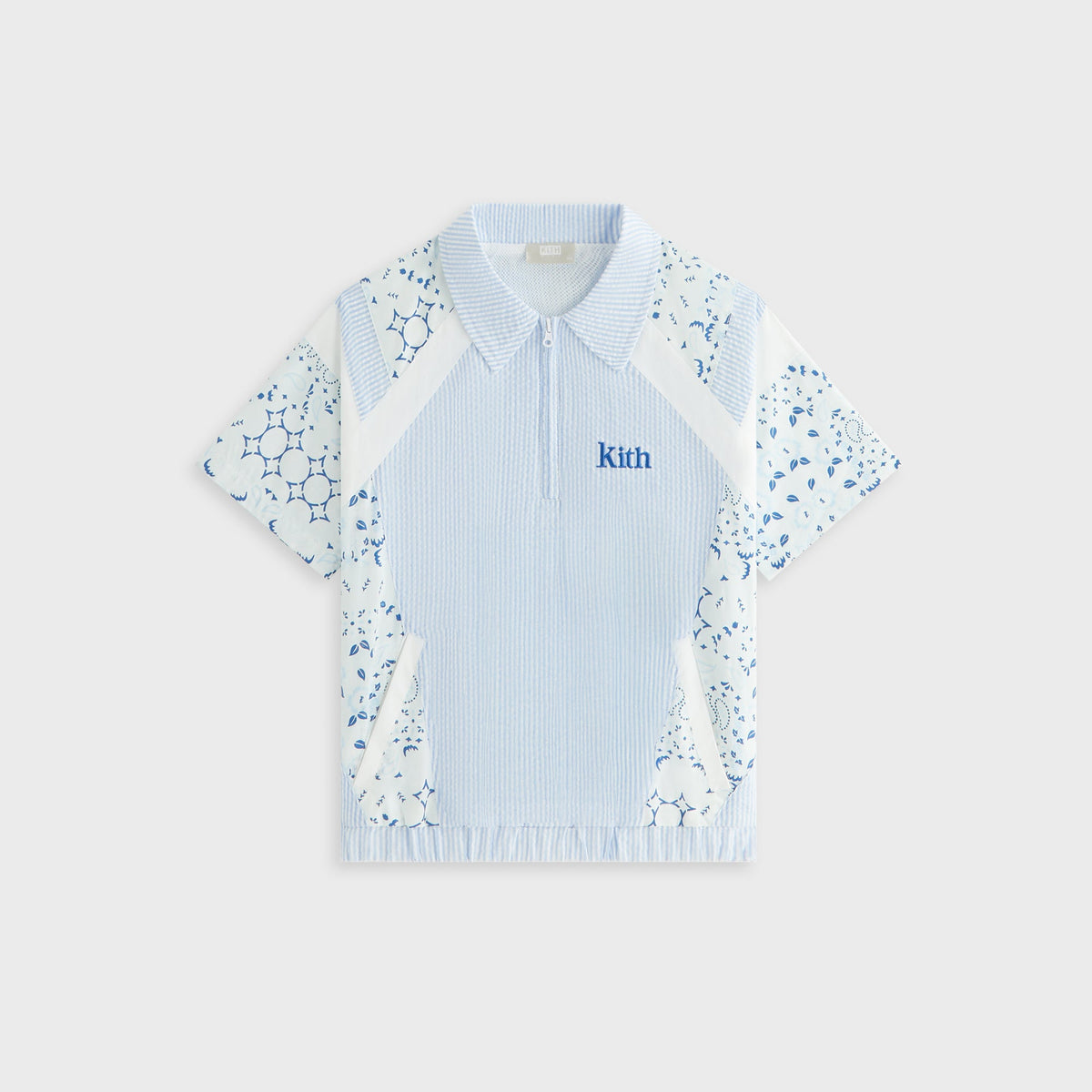 Kith Kids Patchwork Linden Quarter Zip Polo - Larimar | Kith