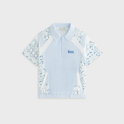 Kith Kids Patchwork Linden Quarter Zip Polo - Larimar | Kith