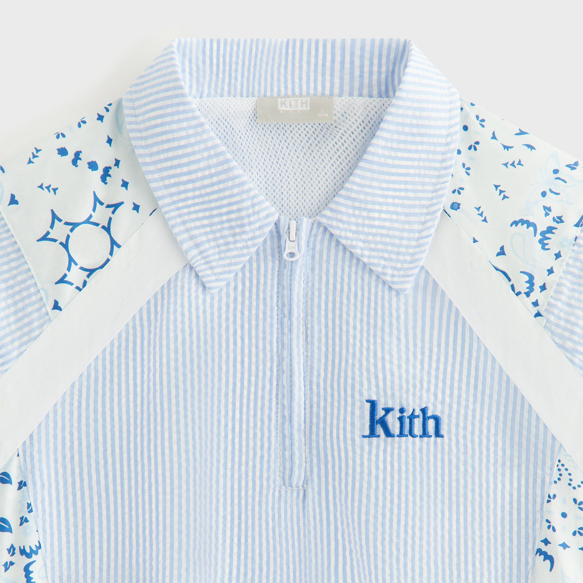 Kith Kids Patchwork Linden Quarter Zip Polo - Larimar | Kith