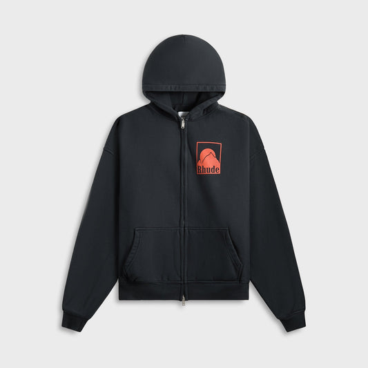 Rhude Moonlight Badge Full-Zip Hoodie - Vintage Black | Kith