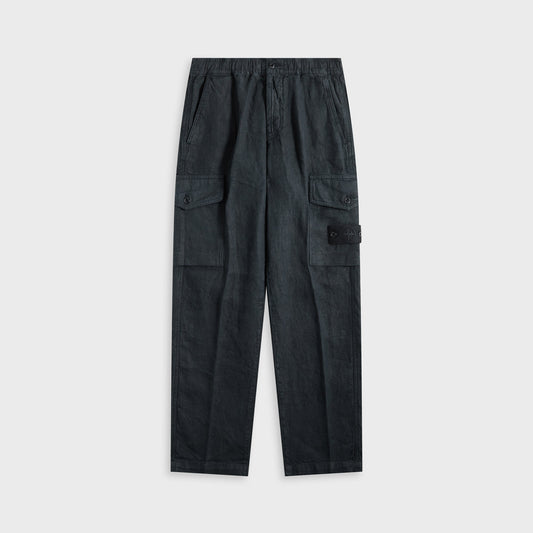 Stone Island Diagonal Linen Garment Dyed Ghost Piece Trousers - Navy B | Kith