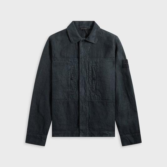 Stone Island Diagonal Linen Garment Dyed Ghost Piece - Navy Blue | Kith