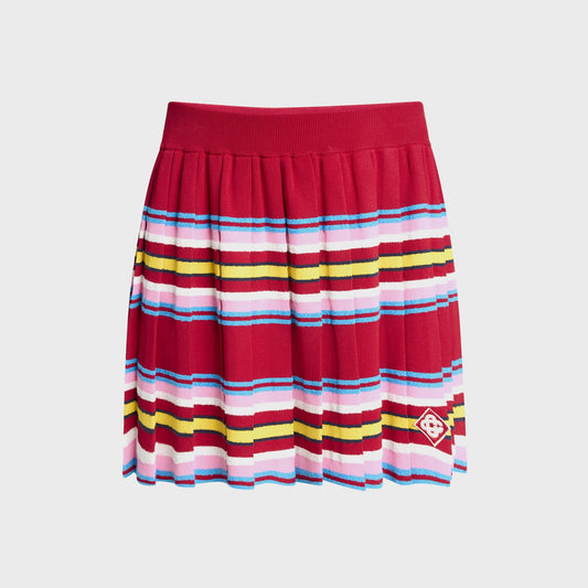 Casablanca Striped Polo Pleated Skort - Multi Dark Red | Kith