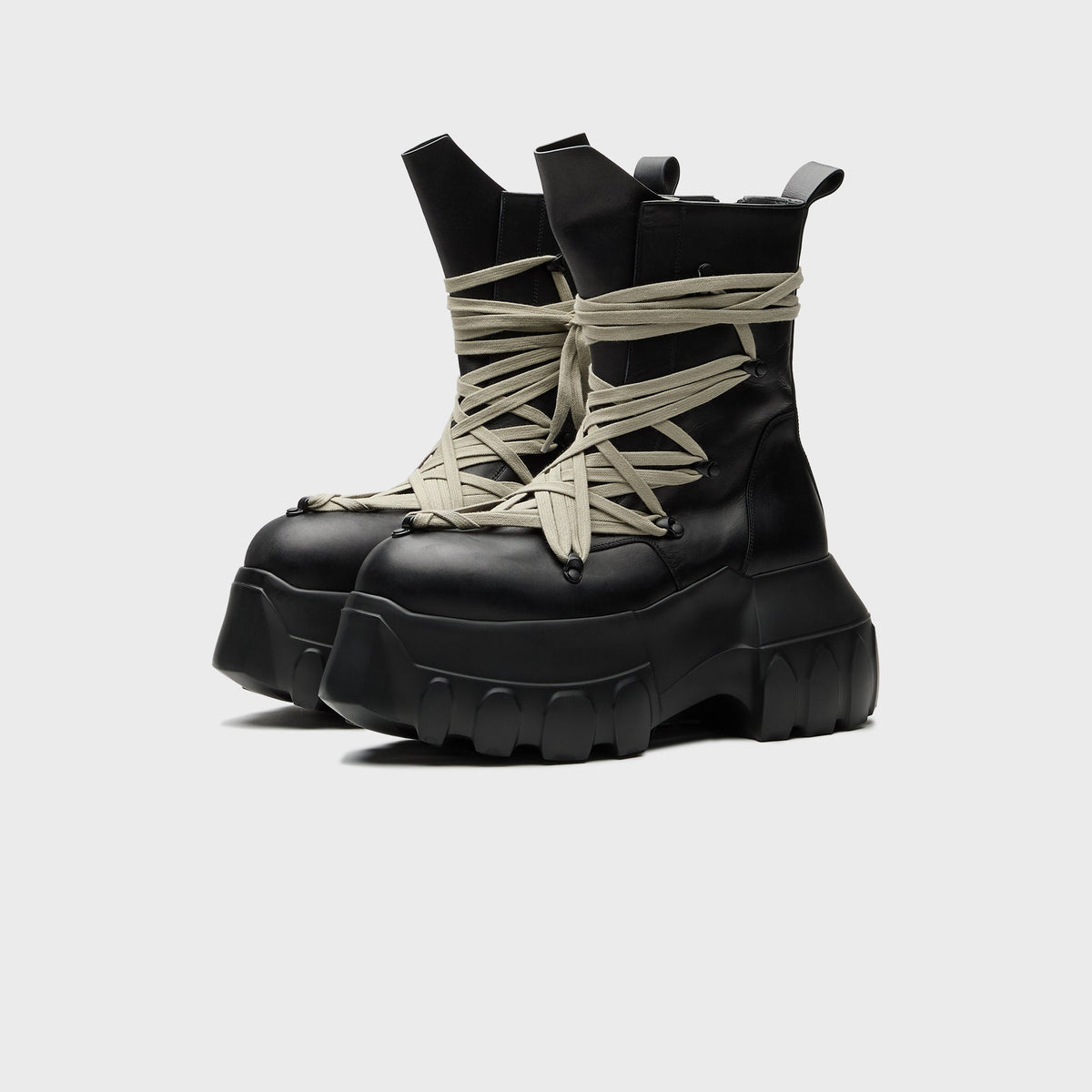 Rick Owens Megalaced Mega Tractor Stivali in Pelle - Black | Kith