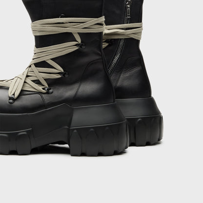 Rick Owens Megalaced Mega Tractor Stivali in Pelle - Black | Kith