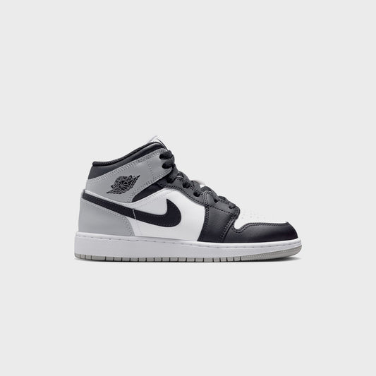 Jordan GS Air Jordan 1 Mid - White / Black / Light Smoke Grey | Kith