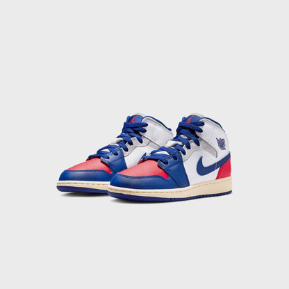 Jordan GS Air Jordan 1 Mid - White / Deep Royal Blue / University | Kith