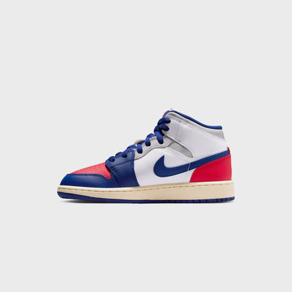 Jordan GS Air Jordan 1 Mid - White / Deep Royal Blue / University | Kith