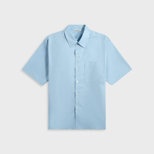 Auralee Washed Finx Typewriter Open Collar Shirt - Light Blue | Kith