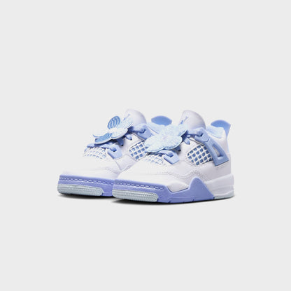Jordan TD Air Jordan 4 Retro - White / Aluminum / Blue Tint / Oil Gree | Kith