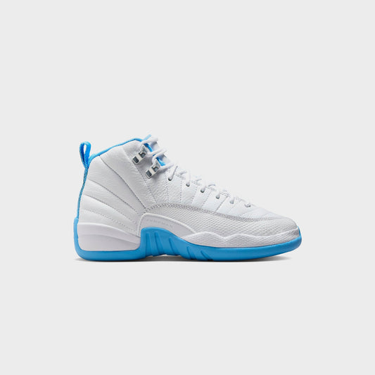 Jordan GS Jordan 12 Retro - White / Metallic Silver / University Blue | Kith