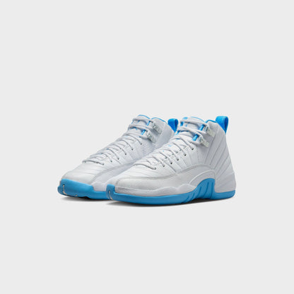 Jordan GS Jordan 12 Retro - White / Metallic Silver / University Blue | Kith