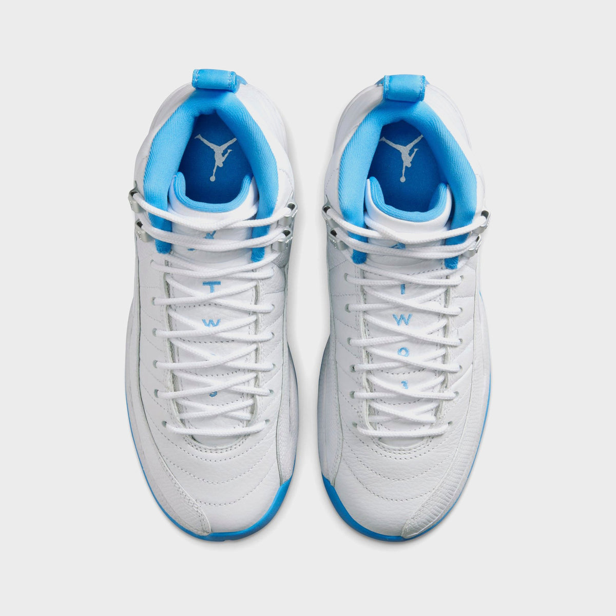 Jordan GS Jordan 12 Retro - White / Metallic Silver / University Blue | Kith