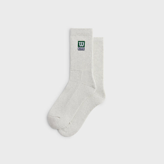 Kith for Wilson Logo Crew Socks - Light Heather Grey | Kith