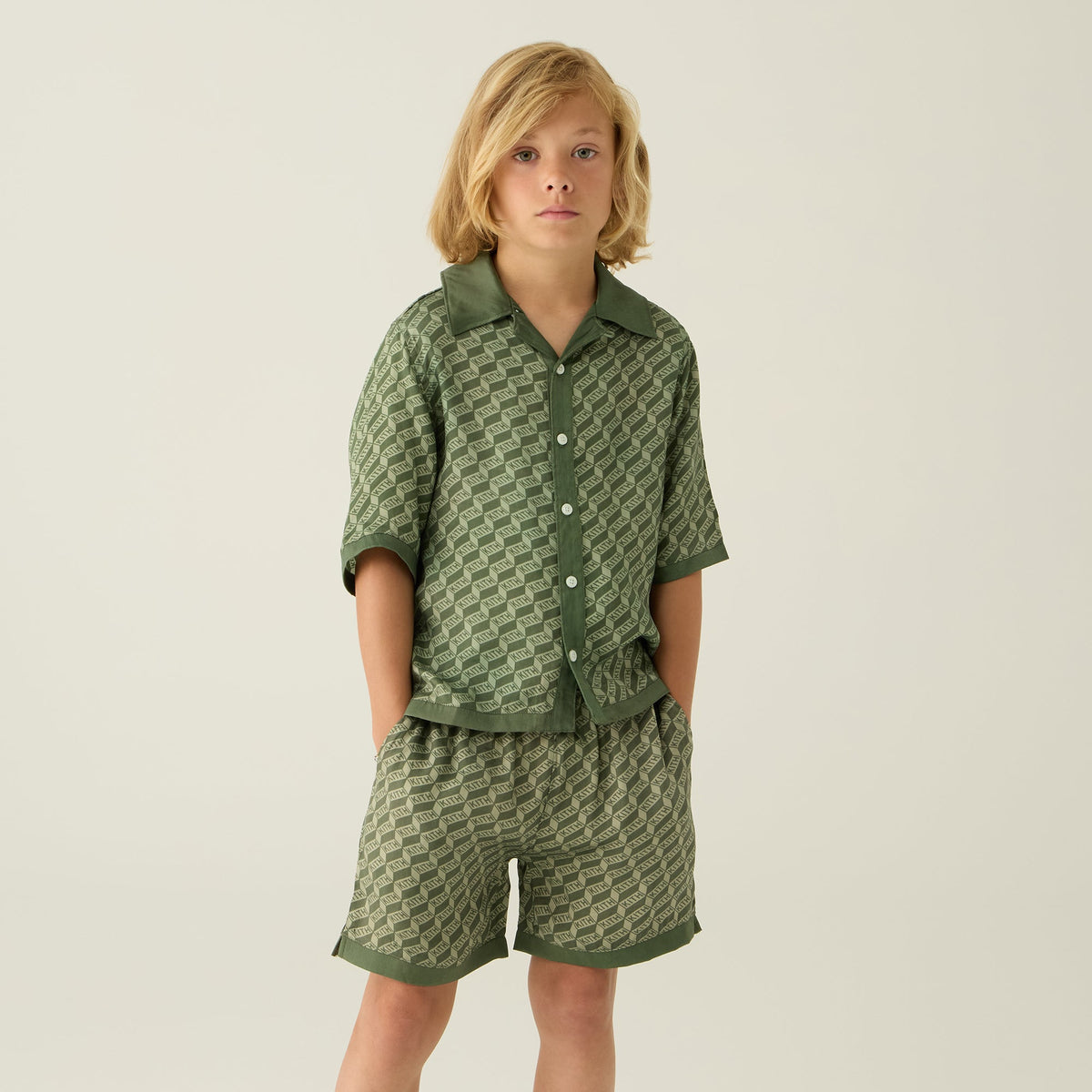 Kith Kids Monogram Thompson Camp Shirt - Spear | Kith