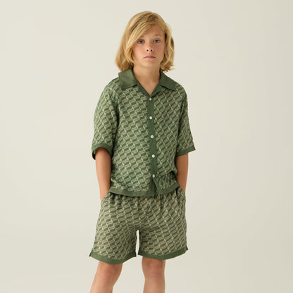 Kith Kids Monogram Thompson Camp Shirt - Spear | Kith
