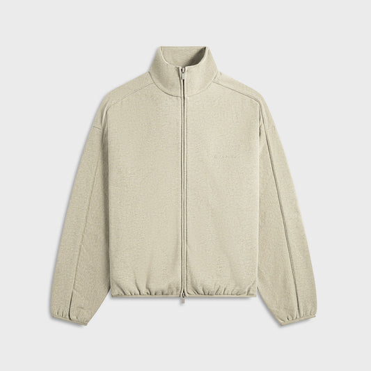 Essentials Modern Fit Fleece Track Jacket - Heather Stone / Cloud Whit | Kith