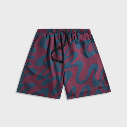 by Parra Splashed Swim Shorts - Burgundy | Kith