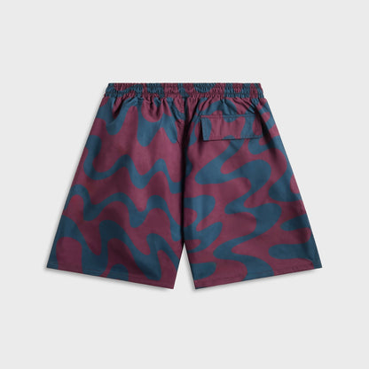 by Parra Splashed Swim Shorts - Burgundy | Kith