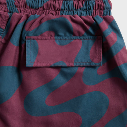 by Parra Splashed Swim Shorts - Burgundy | Kith